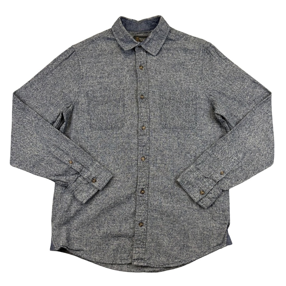 Wallin & Bros. Shirt Mens Medium Blue Cotton Long Sleeve Button Front Pockets‎